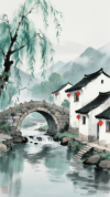 小桥流水人家诗意风景壁纸-2